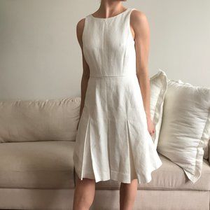 J. Crew Sleeveless Pleated A-line Dress In Structured Linen